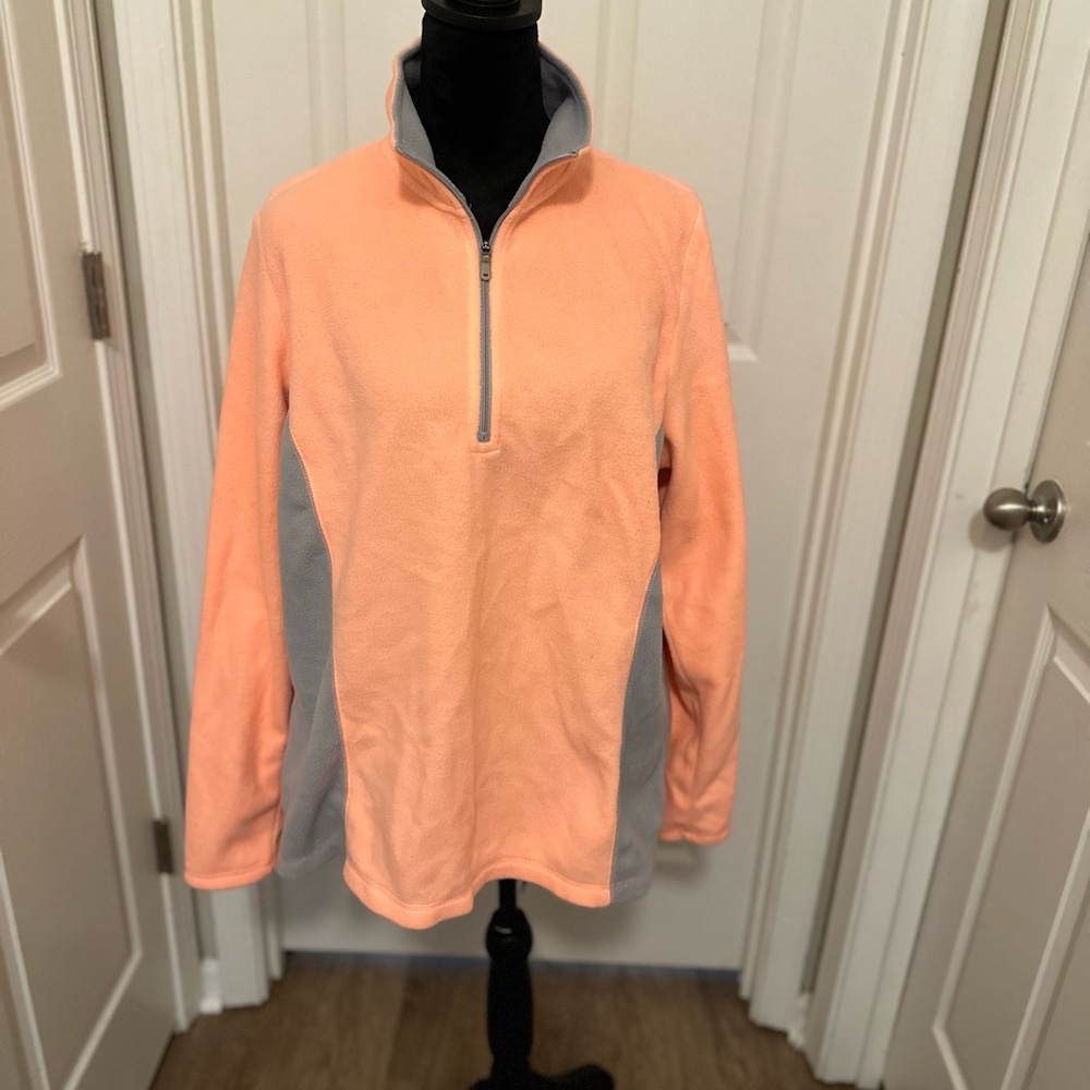 Peach and Gray Quarter-Zip Pullover